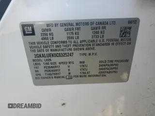 2012 GMC Terrain SLT-1 z VIN 2GKALUEK6C6325247, wystawiony jako Copart lot #52431415 z przebiegiem 156 475 mil mil oraz Szkoda całkowita • Salvage title. Historia ofert i sprzedaży dostępna na DreamBid. Obrazek 14.