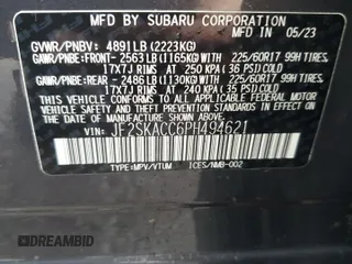2023 Subaru Forester with VIN JF2SKACC6PH494621, listed as a Copart auction lot 52293545 with 24,750 mi miles and Salvage title. Bid and sale history available at DreamBid. Image 13.