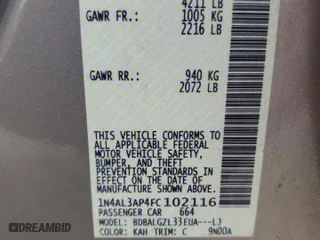 2015 Nissan Altima 2.5 SV with VIN 1N4AL3AP4FC102116, listed as a Copart auction lot 47794425 with 128,303 mi miles and Salvage Title. Bid and sale history available at carsss.com. Image 12.