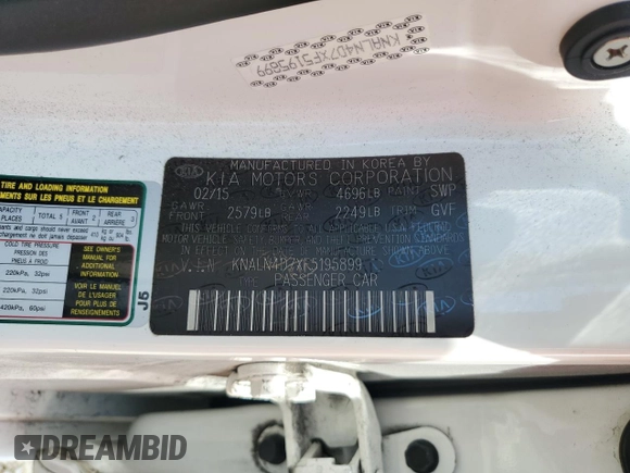 2015 Kia Cadenza Premium with VIN KNALN4D7XF5195899, listed as a Copart auction lot 74051464 with 87,339 mi miles and Salvage Title. Bid and sale history available at carsss.com. Image 12.
