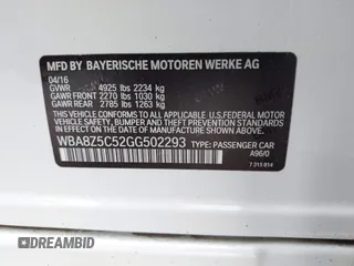2016 BMW 3 Series GT 328i xDrive with VIN WBA8Z5C52GG502293, listed as a IAAI auction lot 42007325 with 64,659 mi miles. Bid and sale history available at carsss.com. Image 9.