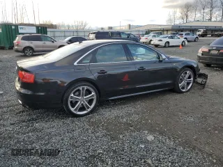 2013 Audi S8 with VIN WAUD2AFDXDN007961, listed as a Copart auction lot 45723835 with 57,477 mi miles and Salvage Title. Bid and sale history available at carsss.com. Image 3.