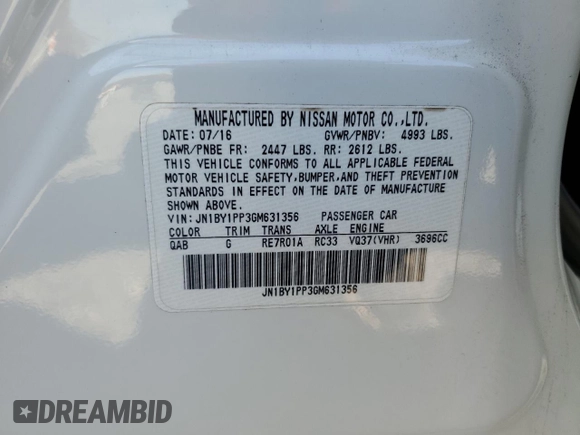 2016 Infiniti Q70 z VIN JN1BY1PP3GM631356, wystawiony jako Copart lot #49337675 z przebiegiem 105 540 mil mil oraz Szkoda całkowita • Salvage title. Historia ofert i sprzedaży dostępna na DreamBid. Obrazek 12.