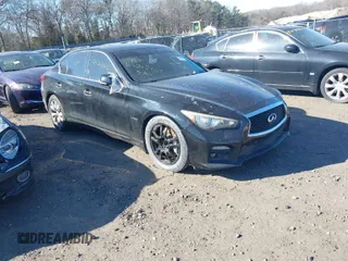 2014 Infiniti Q50 Hybrid Sport with VIN JN1AV7AP9EM691834, listed as a IAAI auction lot 41703454 with Not Provided miles and . Bid and sale history available at DreamBid. Image 1.