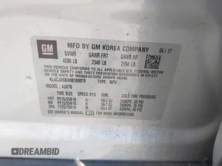 2017 Buick Encore Preferred with VIN KL4CJASB4HB189079, listed as a IAAI auction lot 40811061 with 73,766 mi miles and . Bid and sale history available at DreamBid. Image 9.