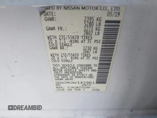2019 Nissan Murano S with VIN 5N1AZ2MS3KN142961, listed as a IAAI auction lot 37797444 with 50,327 mi miles. Bid and sale history available at carsss.com. Image 9.