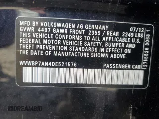 2013 Volkswagen CC R-Line with VIN WVWBP7AN4DE521576, listed as a Copart auction lot 74278024 with 0 mi miles and Clean Title. Bid and sale history available at carsss.com. Image 12.
