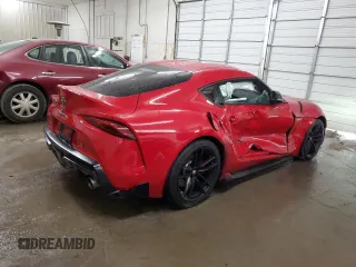 2020 Toyota GR Supra 3.0 with VIN WZ1DB4C08LW022135, listed as a Copart auction lot 72542424 with 17,421 mi miles and Salvage Title. Bid and sale history available at carsss.com. Image 3.