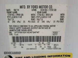2014 Ford F-150 XL with VIN 1FTFW1EFXEKF24747, listed as a Copart auction lot 60569745 with 291,241 mi miles and Clean title. Bid and sale history available at DreamBid. Image 12.