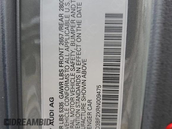 2024 Audi A6 Premium z VIN WAUD3BF2XRN009475, wystawiony jako Copart lot #42198205 z przebiegiem Nie podano mil oraz Nie do naprawy • Non repairable. Historia ofert i sprzedaży dostępna na DreamBid. Obrazek 12.