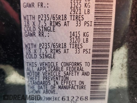 2019 Nissan Pathfinder SL z VIN 5N1DR2MM3KC612268, wystawiony jako Copart lot #56787195 z przebiegiem 138 267 mil mil oraz Nie do naprawy • Non repairable. Historia ofert i sprzedaży dostępna na DreamBid. Obrazek 14.