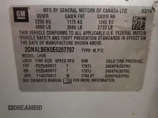 2014 Chevrolet Equinox LT with VIN 2GNALBEK0E6287797, listed as a Copart auction lot 54894885 with 125,165 mi miles and Salvage Title. Bid and sale history available at carsss.com. Image 14.