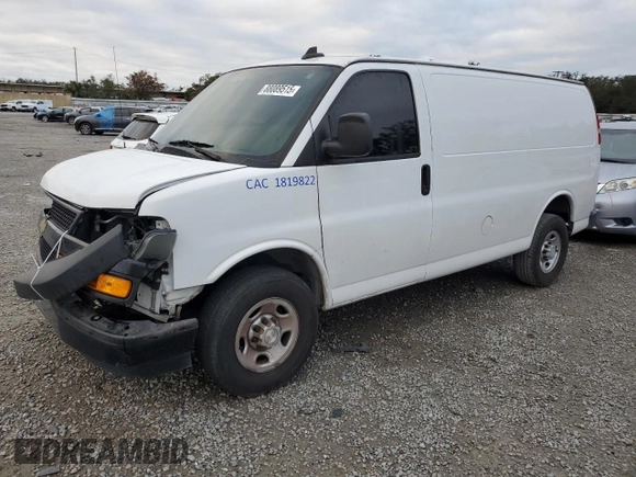 2018 Chevrolet Express Cargo Van with VIN 1GCWGAFP7J1188883, listed as a Copart auction lot 88089515 with 75,036 mi miles and Salvage Title. Bid and sale history available at carsss.com. Image 1.
