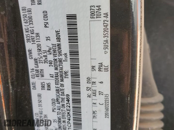 2016 Ford F-150 XL with VIN 1FTEW1CP4GKE23469, listed as a Copart auction lot 51315045 with 130,329 mi miles and Salvage Title. Bid and sale history available at carsss.com. Image 13.