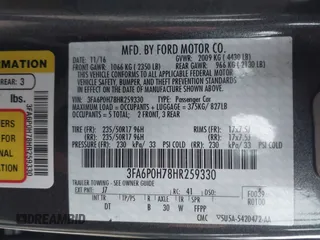 2017 Ford Fusion SE with VIN 3FA6P0H78HR259330, listed as a IAAI auction lot 41257890 with 63,360 mi miles. Bid and sale history available at carsss.com. Image 9.
