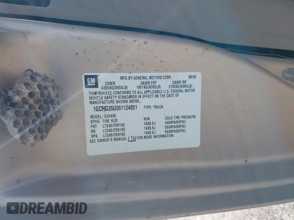 2006 Chevrolet Express Cargo z VIN 1GCHG35U061124851, wystawiony jako IAAI lot #42281481 z przebiegiem 170 964 mil mil oraz . Historia ofert i sprzedaży dostępna na DreamBid. Obrazek 9.