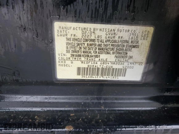 2009 Nissan Sentra FE+ with VIN 3N1AB61EX9L641851, listed as a Copart auction lot 80270034 with 222,366 mi miles and Salvage Title. Bid and sale history available at DreamBid. Image 12.