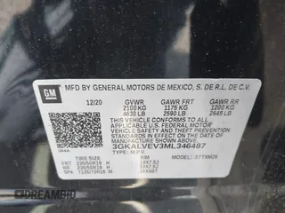 2021 GMC Terrain SLT with VIN 3GKALVEV3ML346487, listed as a IAAI auction lot 42234932 with 39,342 mi miles and . Bid and sale history available at DreamBid. Image 9.