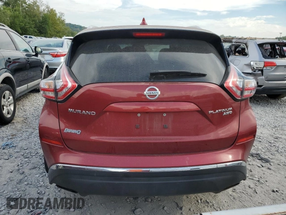 2016 Nissan Murano Platinum with VIN 5N1AZ2MH4GN153205, listed as a Copart auction lot 69627624 with Not provided miles and Salvage title. Bid and sale history available at DreamBid. Image 6.