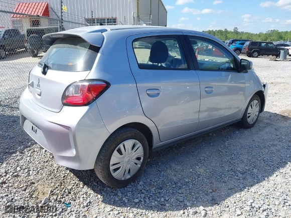 2024 Mitsubishi Mirage ES with VIN ML32AUHJ0RH009969, listed as a IAAI auction lot 42030304 with 21,368 mi miles. Bid and sale history available at carsss.com. Image 4.