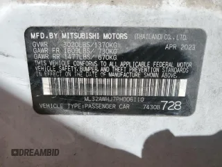 2023 Mitsubishi Mirage Black Edition z VIN ML32AWHJ7PH006110, wystawiony jako Copart lot #48517995 z przebiegiem 33 828 mil mil oraz Szkoda całkowita • Salvage title. Historia ofert i sprzedaży dostępna na DreamBid. Obrazek 12.