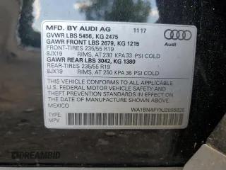 2018 Audi Q5 Premium Plus with VIN WA1BNAFYXJ2095826, listed as a Copart auction lot 61808125 with 33,211 mi miles and Salvage title. Bid and sale history available at DreamBid. Image 12.