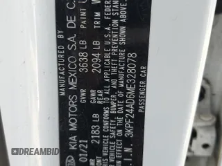 2021 Kia Forte FE with VIN 3KPF24AD6ME328078, listed as a Copart auction lot 47230145 with 83,997 mi miles and Salvage Title. Bid and sale history available at carsss.com. Image 15.