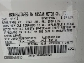 2019 Infiniti Q50 Luxe with VIN JN1EV7AR8KM559128, listed as a Copart auction lot 54709145 with Not Provided miles and Clean Title. Bid and sale history available at carsss.com. Image 12.