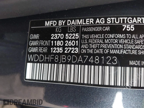 2013 Mercedes-Benz E 350 Luxury with VIN WDDHF8JB9DA748123, listed as a IAAI auction lot 41958844 with 101,368 mi miles and . Bid and sale history available at DreamBid. Image 9.