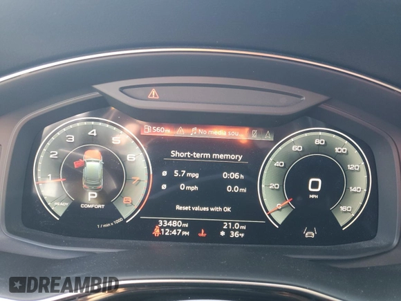 2022 Audi Q7 Premium Plus with VIN WA1LJBF70ND006854, listed as a Copart auction lot 85075634 with 33,480 mi miles and Salvage title. Bid and sale history available at DreamBid. Image 9.