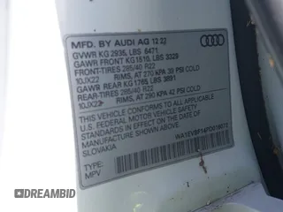 2023 Audi Q8 Premium Plus z VIN WA1EVBF14PD016072, wystawiony jako IAAI lot #41947316 z przebiegiem Nie podano mil oraz . Historia ofert i sprzedaży dostępna na DreamBid. Obrazek 9.