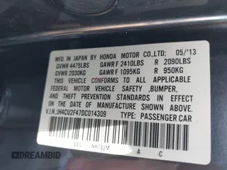 2013 Acura TSX с VIN JH4CU2F47DC014309, выставлен на аукционе IAAI как лот 41807965 с пробегом 146 110 миль миль и . История ставок и продаж доступна на DreamBid. Изображение 9.