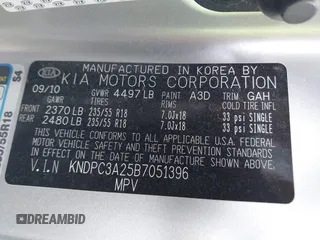 2011 Kia Sportage EX with VIN KNDPC3A25B7051396, listed as a IAAI auction lot 38855292 with 263,407 mi miles and . Bid and sale history available at DreamBid. Image 9.