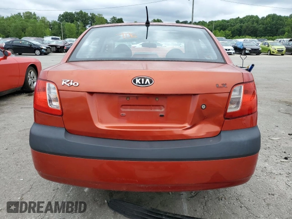 2007 Kia Rio LX with VIN KNADE123376248277, listed as a Copart auction lot 66108224 with 117,618 mi miles and Salvage Title. Bid and sale history available at carsss.com. Image 6.