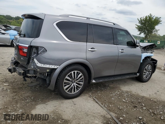 2021 Nissan Armada SL with VIN JN8AY2BA9M9372649, listed as a Copart auction lot 63675084 with 76,450 mi miles and Salvage Title. Bid and sale history available at carsss.com. Image 3.