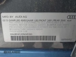 2013 Audi A4 Premium с VIN WAUBFAFL5DN045360, выставлен на аукционе IAAI как лот 41258909 с пробегом 166 537 миль миль и . История ставок и продаж доступна на DreamBid. Изображение 9.