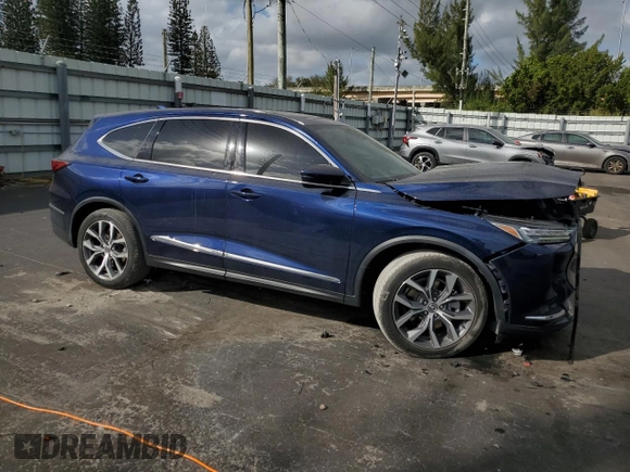 2023 Acura MDX w/Technology Package with VIN 5J8YD9H4XPL005638, listed as a Copart auction lot 85128684 with 24,850 mi miles and Salvage Title. Bid and sale history available at carsss.com. Image 4.