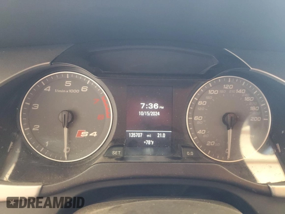 2010 Audi S4 Premium Plus with VIN WAUDGAFL0AA185213, listed as a Copart auction lot 77115174 with 135,707 mi miles and Salvage Title. Bid and sale history available at carsss.com. Image 9.