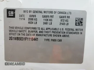 2015 Chevrolet Impala LT с VIN 2G1WB5E31F1118441, выставлен на аукционе Copart как лот 57600625 с пробегом 208 681 миль миль и Чистый • Clean title. История ставок и продаж доступна на DreamBid. Изображение 12.