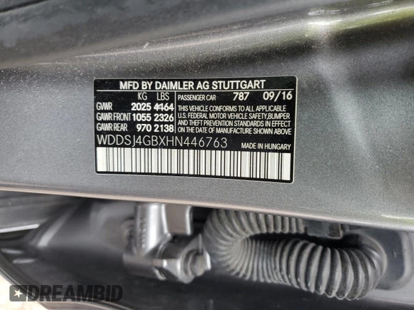 2017 Mercedes-Benz CLA 250 with VIN WDDSJ4GBXHN446763, listed as a Copart auction lot 66008514 with 134,181 mi miles and Salvage Title. Bid and sale history available at DreamBid. Image 13.
