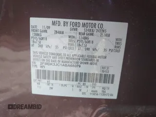 2010 Ford Edge SEL with VIN 2FMDK3JC1ABA68079, listed as a IAAI auction lot 41826909 with 199,757 mi miles. Bid and sale history available at carsss.com. Image 9.