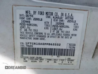 1993 Ford Ranger Splash with VIN 1FTCR10A0PPB63332, listed as a IAAI auction lot 42161681 with 50,886 mi miles. Bid and sale history available at carsss.com. Image 9.