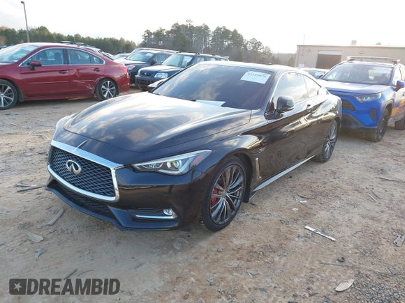 2017 Infiniti Q60 Red Sport 400 with VIN JN1FV7EL1HM700317, listed as a IAAI auction lot 41149036 with 76,654 mi miles and . Bid and sale history available at carsss.com. Image 17.