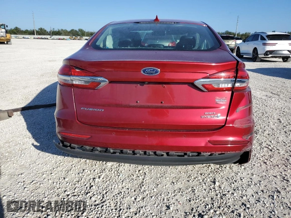 2019 Ford Fusion Hybrid SEL with VIN 3FA6P0MU7KR257491, listed as a Copart auction lot 38746563 with 0 mi miles. Bid and sale history available at carsss.com. Image 6.