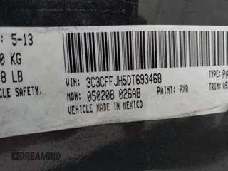 2013 FIAT 500 Abarth with VIN 3C3CFFJH5DT693468, listed as a IAAI auction lot 42050188 with 135,100 mi miles. Bid and sale history available at carsss.com. Image 9.