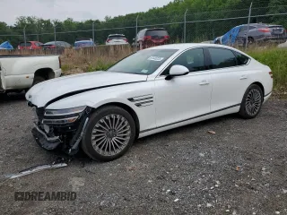 2023 Genesis G80 z VIN KMTGE4S18PU006369, wystawiony jako Copart lot #57445225 z przebiegiem 25 083 mil mil oraz Szkody całkowita. Historia ofert i sprzedaży dostępna na DreamBid. Obrazek 1.