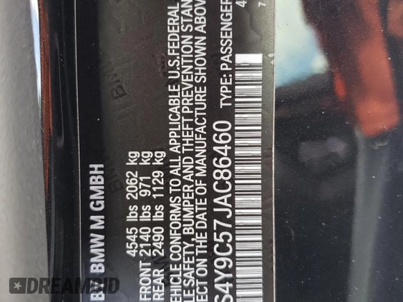 2018 BMW M4 with VIN WBS4Y9C57JAC86460, listed as a Copart auction lot 73022204 with 28,477 mi miles and Salvage Title. Bid and sale history available at carsss.com. Image 13.