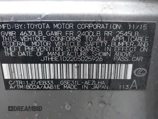 2016 Lexus IS 350 with VIN JTHBE1D22G5025926, listed as a IAAI auction lot 41215832 with 134,372 mi miles and . Bid and sale history available at carsss.com. Image 9.