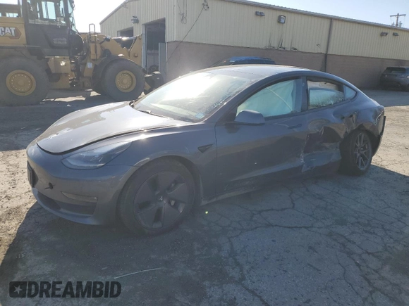 2021 Tesla Model 3 Long Range with VIN 5YJ3E1EB0MF055540, listed as a Copart auction lot 52463345 with 59,206 mi miles and Salvage Title. Bid and sale history available at DreamBid. Image 1.