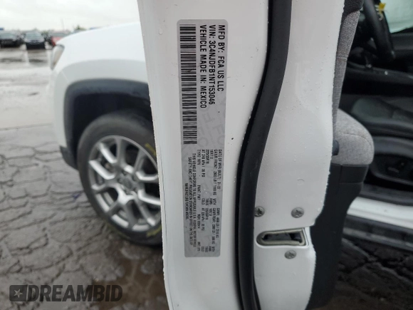 2022 Jeep Compass Latitude Lux с VIN 3C4NJDFB1NT153046, выставлен на аукционе Copart как лот 58092595 с пробегом 23 747 миль миль и Списание • Salvage title. История ставок и продаж доступна на DreamBid. Изображение 13.